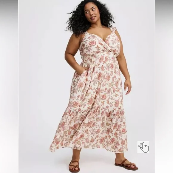 Torrid spring Floral Maxi ruffle sleeve surplice Dress NWT - Picture 1 of 4